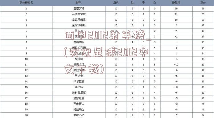 西甲2012射手榜_(实况足球2012中文下载)