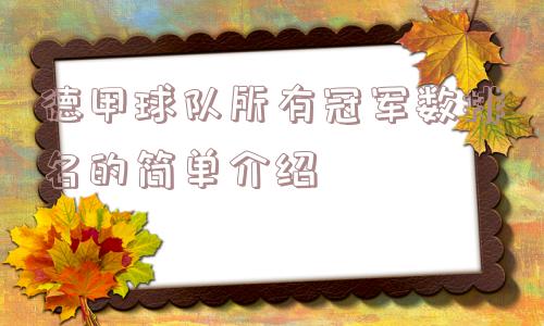 德甲球队所有冠军数排名的简单介绍