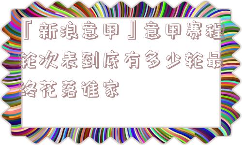 『新浪意甲』意甲赛程轮次表到底有多少轮最终花落谁家