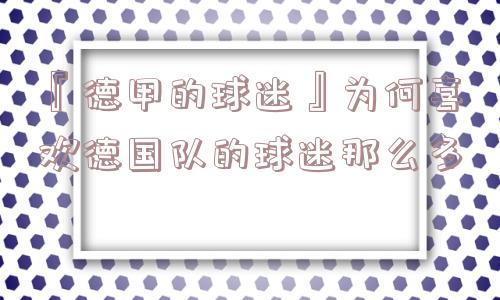 『德甲的球迷』为何喜欢德国队的球迷那么多