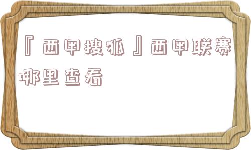 『西甲搜狐』西甲联赛哪里查看