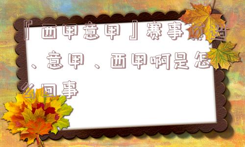 『西甲意甲』赛事英超 、意甲、西甲啊是怎么回事