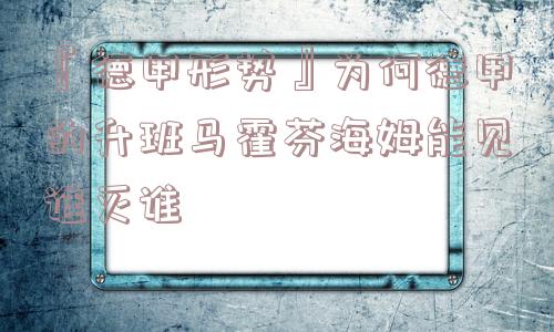 『德甲形势』为何德甲的升班马霍芬海姆能见谁灭谁