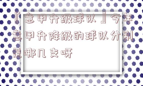 『意甲升级球队』今年意甲升降级的球队分别是哪几支呀