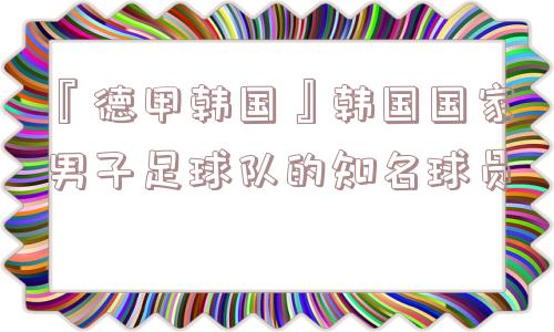 『德甲韩国』韩国国家男子足球队的知名球员