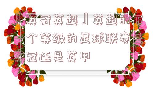 『英冠英超』英超的下一个等级的足球联赛是英冠还是英甲