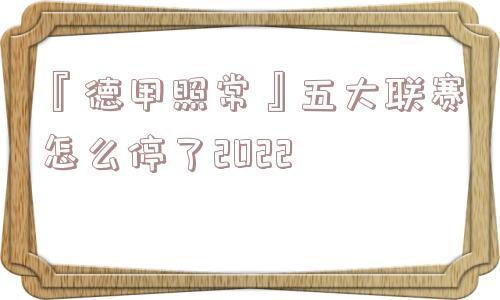 『德甲照常』五大联赛怎么停了2022