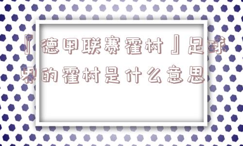 『德甲联赛霍村』足球界的霍村是什么意思