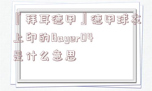 『拜耳德甲』德甲球衣上印的Bayer04是什么意思