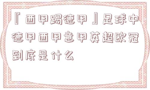 『西甲踢德甲』足球中德甲西甲意甲英超欧冠到底是什么