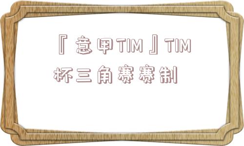 『意甲TIM』TIM杯三角赛赛制