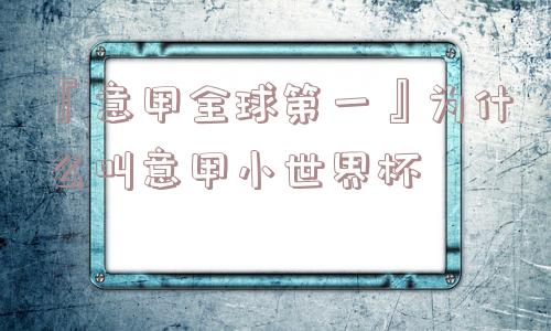 『意甲全球第一』为什么叫意甲小世界杯