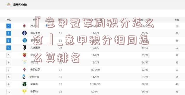 『意甲冠军同积分怎么算』_意甲积分相同怎么算排名