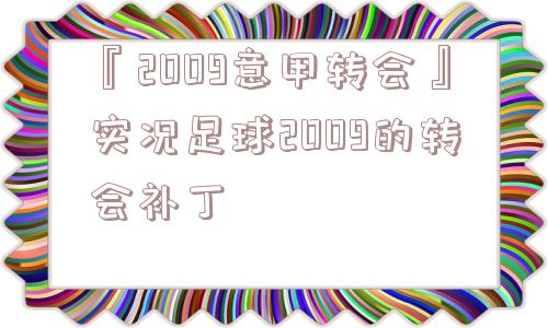 『2009意甲转会』实况足球2009的转会补丁