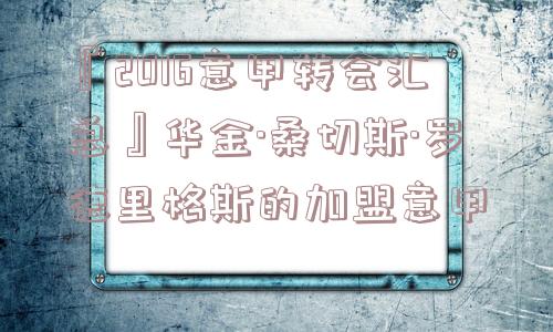 『2016意甲转会汇总』华金·桑切斯·罗德里格斯的加盟意甲