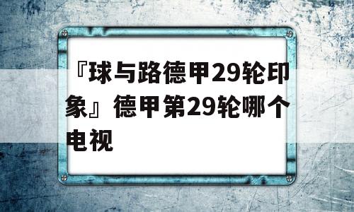 『球与路德甲29轮印象』德甲第29轮哪个电视