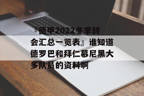 『德甲2022冬季转会汇总一览表』谁知道德罗巴和拜仁慕尼黑大多队员的资料啊