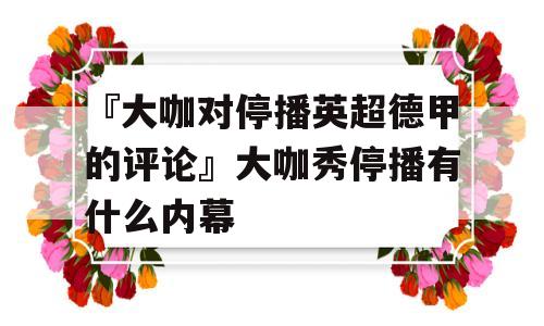 『大咖对停播英超德甲的评论』大咖秀停播有什么内幕