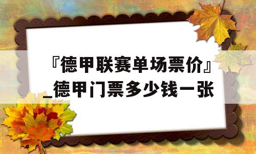 『德甲联赛单场票价』_德甲门票多少钱一张