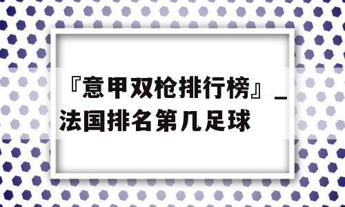 『意甲双枪排行榜』_法国排名第几足球