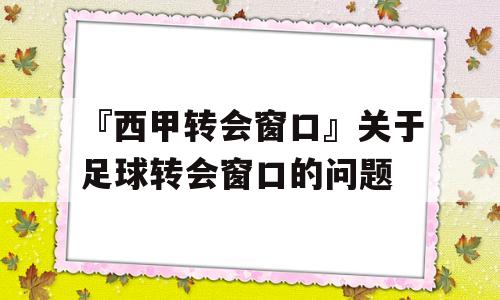 『西甲转会窗口』关于足球转会窗口的问题