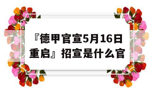 『德甲官宣5月16日重启』招宣是什么官