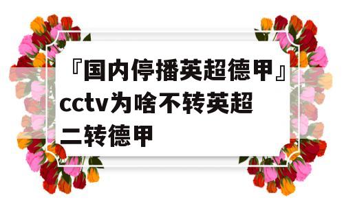 『国内停播英超德甲』cctv为啥不转英超二转德甲