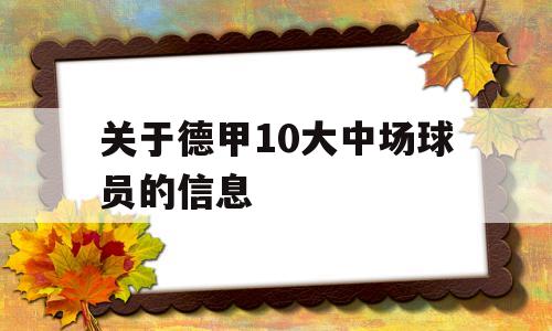 关于德甲10大中场球员的信息