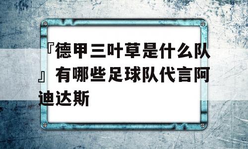 『德甲三叶草是什么队』有哪些足球队代言阿迪达斯