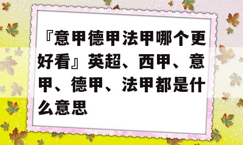 『意甲德甲法甲哪个更好看』英超、西甲、意甲、德甲、法甲都是什么意思