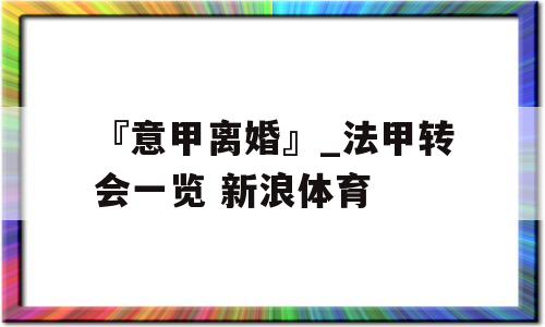 『意甲离婚』_法甲转会一览 新浪体育