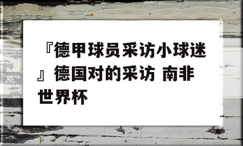 『德甲球员采访小球迷』德国对的采访 南非世界杯