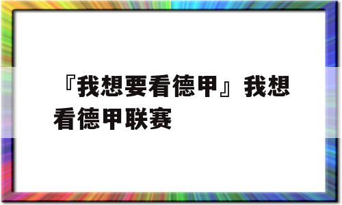 『我想要看德甲』我想看德甲联赛