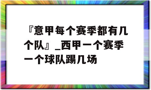 『意甲每个赛季都有几个队』_西甲一个赛季一个球队踢几场