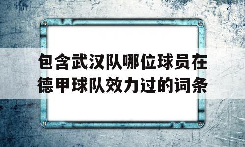 包含武汉队哪位球员在德甲球队效力过的词条