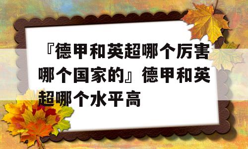 『德甲和英超哪个厉害哪个国家的』德甲和英超哪个水平高