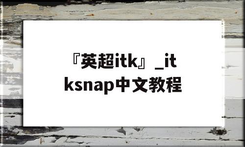 『英超itk』_itksnap中文教程