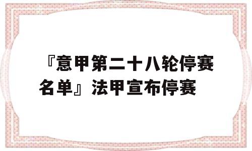 『意甲第二十八轮停赛名单』法甲宣布停赛