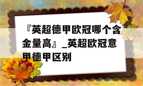 『英超德甲欧冠哪个含金量高』_英超欧冠意甲德甲区别