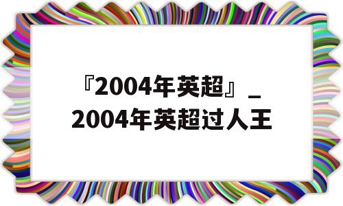 『2004年英超』_2004年英超过人王