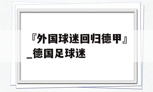 『外国球迷回归德甲』_德国足球迷