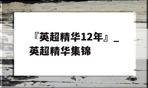 『英超精华12年』_英超精华集锦