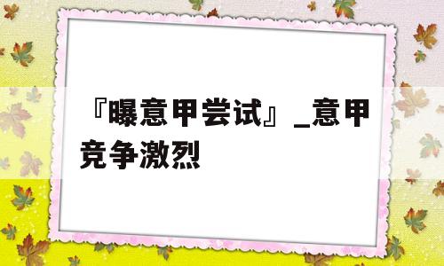 『曝意甲尝试』_意甲竞争激烈