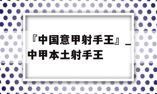 『中国意甲射手王』_中甲本土射手王