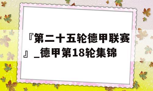 『第二十五轮德甲联赛』_德甲第18轮集锦