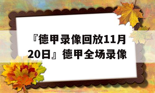 『德甲录像回放11月20日』德甲全场录像