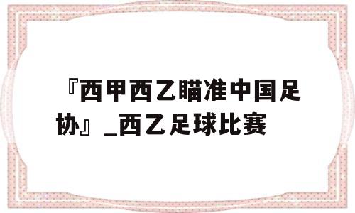 『西甲西乙瞄准中国足协』_西乙足球比赛