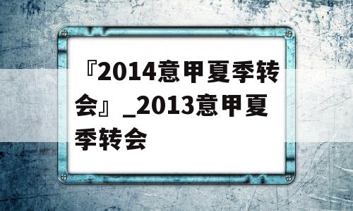 『2014意甲夏季转会』_2013意甲夏季转会