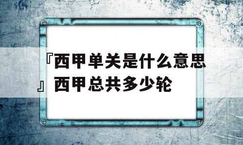 『西甲单关是什么意思』西甲总共多少轮