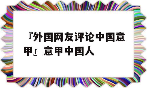 『外国网友评论中国意甲』意甲中国人